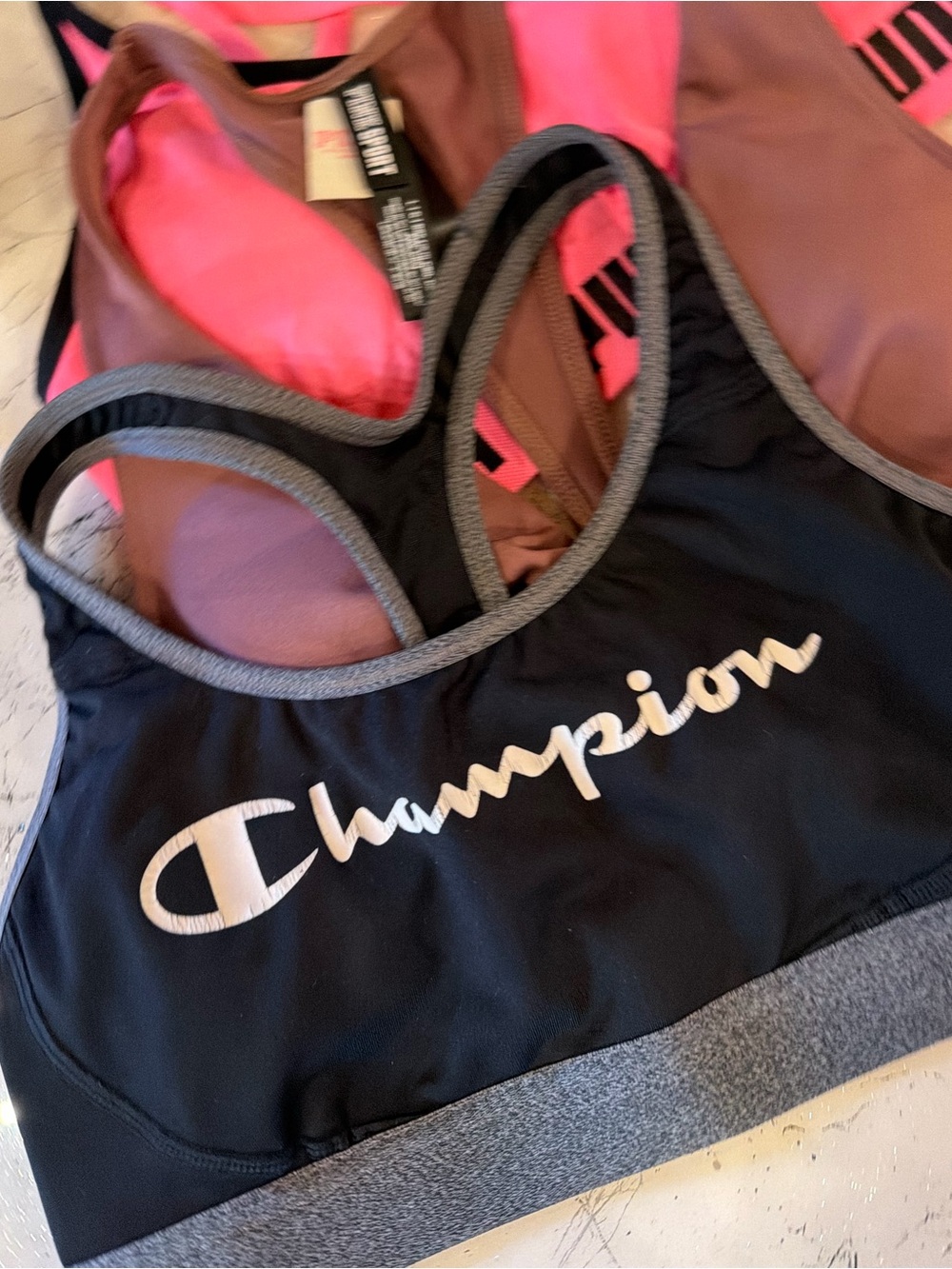 Champion Women’s Black Sports Bra with Gray Trim medium